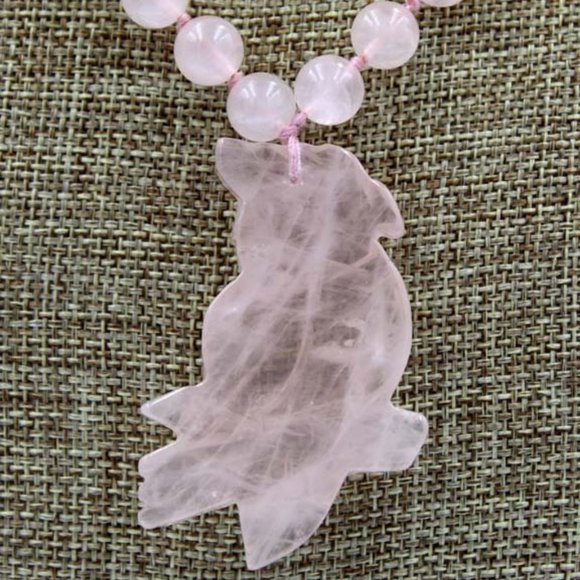 Chinese Jade Bead Necklace With Jade Bird Pendant - Picture 5 of 7
